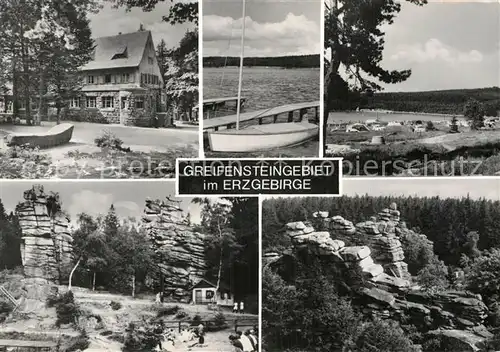 AK / Ansichtskarte Greifensteine Erzgebirge Boot Gebaeude Campingplatz Kat. Typen