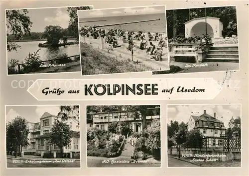 AK / Ansichtskarte Koelpinsee Usedom Kurpark Erholungsheim Zur Ostsee Gaststaette Seerose  Kat. Usedom