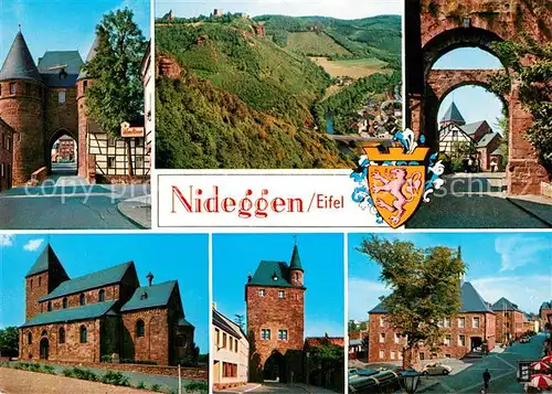 AK / Ansichtskarte Nideggen Eifel Duerener Tor Rurtal Nyts Tor Pfarrkirche Zuelpicher Tor Rathaus  Kat. Nideggen