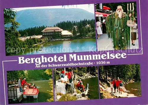 AK / Ansichtskarte Mummelsee Berghotel Schwarzwaldhochstrasse Wandern Bootfahren Wassermann Sage Kat. Seebach