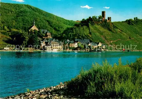 AK / Ansichtskarte Beilstein Mosel Uferpartie an der Mosel Blick zur Burg Kat. Beilstein