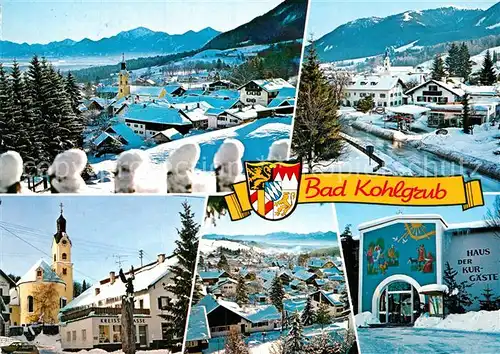 AK / Ansichtskarte Bad Kohlgrub Winterpanorama Alpen Ortsmotiv mit Kirche Haus der Kurgaeste Kat. Bad Kohlgrub