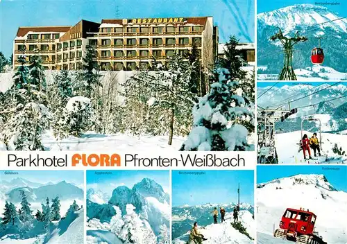 AK / Ansichtskarte Weissbach Pfronten Parkhotel Flora Wintersportplatz Alpen Bergbahn Pistenraupe Kat. Pfronten
