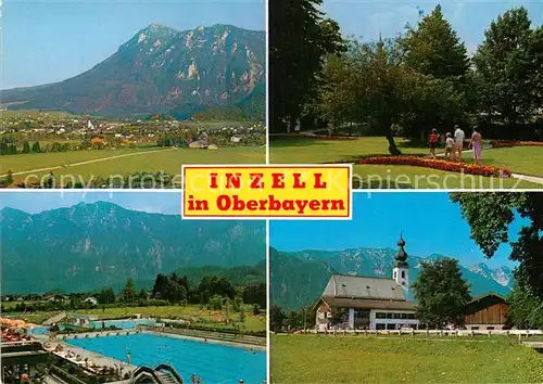 AK / Ansichtskarte Inzell Gesamtansicht Luftkurort Bayerische Alpen Freibad Kurpark Kirche Kat. Inzell