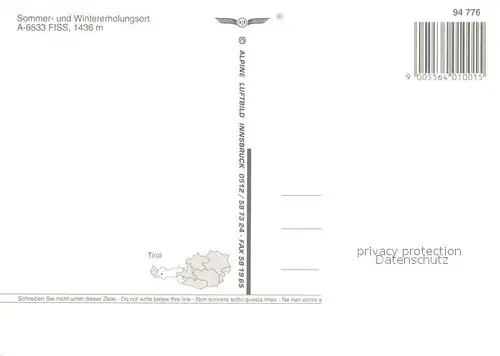 AK / Ansichtskarte Fiss Tirol Fliegeraufnahme Fendels Kaunergrat Kat. Fiss