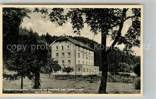 AK / Ansichtskarte Steinabad Kindererholungsheim Karl Stritt Bau Kat. Bonndorf