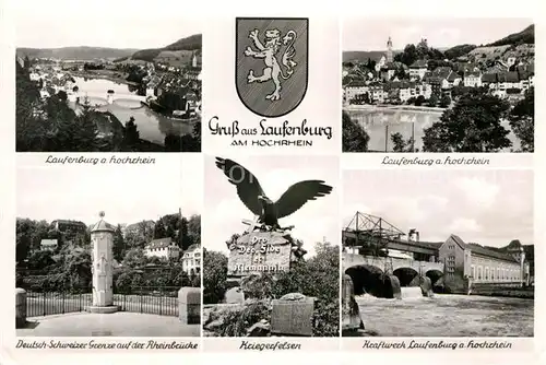 AK / Ansichtskarte Laufenburg Baden Deutsch Schweizer Grenze Rheinbruecke Kriegerfelsen Kraftwerk Kat. Laufenburg (Baden)