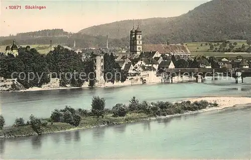 AK / Ansichtskarte Saeckingen Rhein Holzbruecke Muenster Kat. Bad Saeckingen