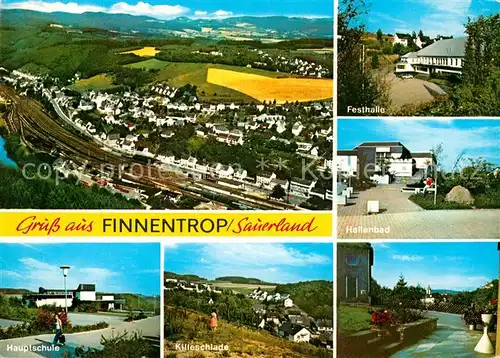 AK / Ansichtskarte Finnentrop Landschaftspanorama Festhalle Hallenbad Schule Killeschlade Kat. Finnentrop