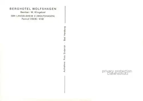 AK / Ansichtskarte Langelsheim Berghotel Wolfshagen Kat. Langelsheim