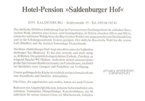 AK / Ansichtskarte Saldenburg Hotel Pension Saldenburger Hof Kat. Saldenburg