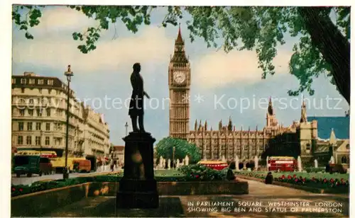 AK / Ansichtskarte Westminster London Showing Big Ben and Statue of Palmerston