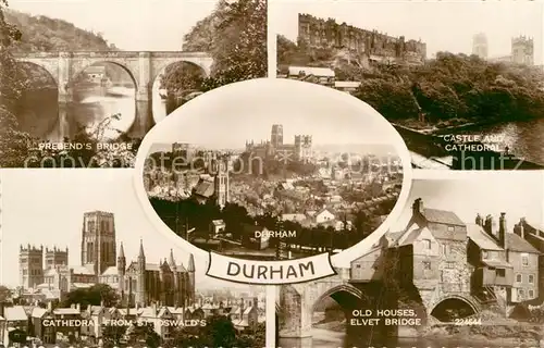 AK / Ansichtskarte Durham UK Prebends Bridge Castle Cathdral St Oswalds Old Houses Elvet Bridge Panorama
