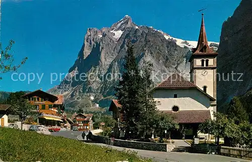 AK / Ansichtskarte Grindelwald mit Kirche und Wetterhorn Kat. Grindelwald