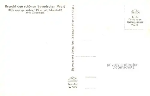 AK / Ansichtskarte Sessellift Zwercheck Bayerischer Wald  Kat. Bahnen