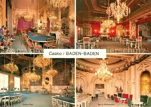 AK / Ansichtskarte Casino Spielbank Baden Baden Pompadour Saal Roter Saal Gruener Saal Wintergarten Kat. Spiel