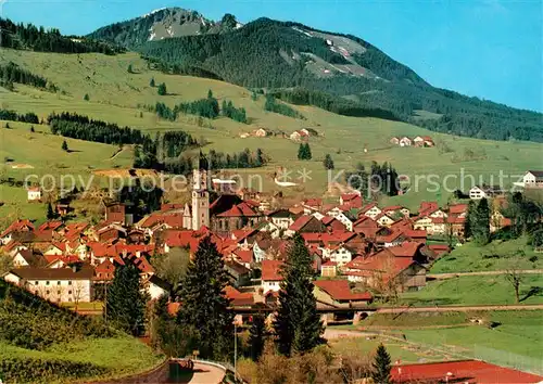 AK / Ansichtskarte Nesselwang Ortsansicht mit Kirche Reuter Wanne Allgaeuer Alpen Kat. Nesselwang