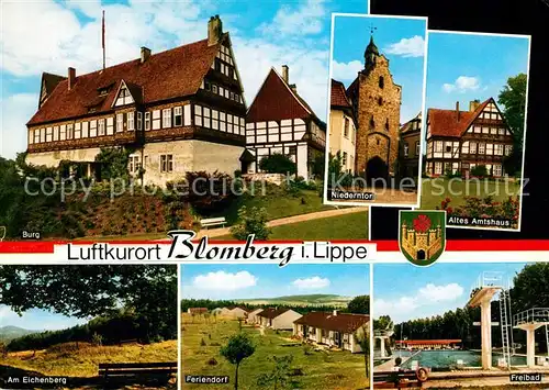 AK / Ansichtskarte Blomberg Lippe Burg Niederntor Altes Amtshaus Freibad Feriendorf Eichenberg Kat. Blomberg