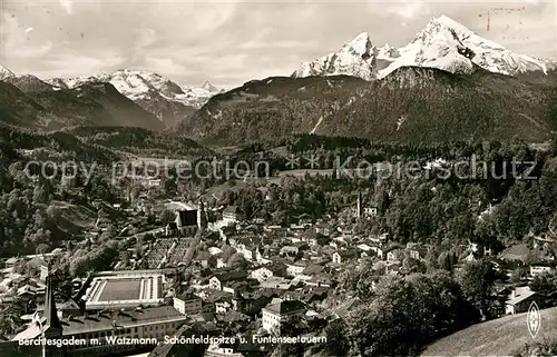 AK / Ansichtskarte Berchtesgaden Gesamtansicht mit Watzmann Schoenfeldspitze Fuenfenseetauern Alpen Kat. Berchtesgaden