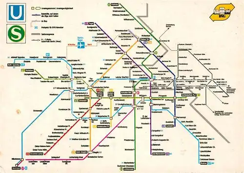 AK / Ansichtskarte U Bahn Subway Underground Metro Strassenbahn Berlin Orientierungsplan BVG 
