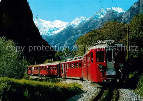 AK / Ansichtskarte Eisenbahn Brig Visp Zermattbahn Glacier Express Mattertal Weisshorn Brunegghorn Bishorn  Kat. Eisenbahn