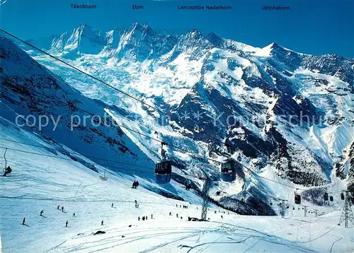 AK / Ansichtskarte Seilbahn Saas Fee Plattjen Taeschhorn Dom Lenzspitze Kat. Bahnen