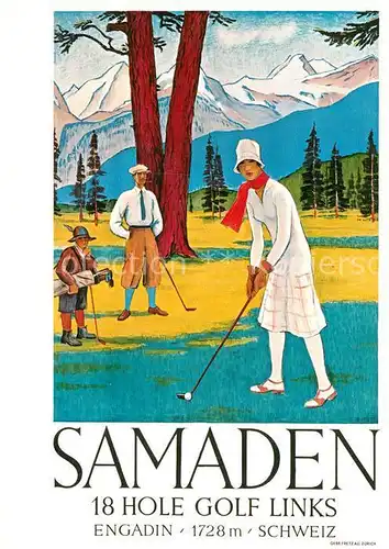 AK / Ansichtskarte Golfsport Samaden Engadin Plakat Verkehrsverein 1925 Kat. Sport