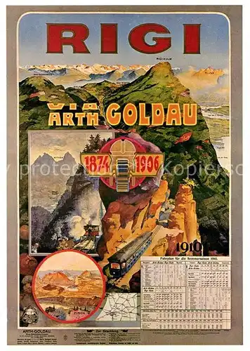 AK / Ansichtskarte Zahnradbahn Arth Rigi Bahn Plakat 1910 Fahrplan Kat. Bergbahn