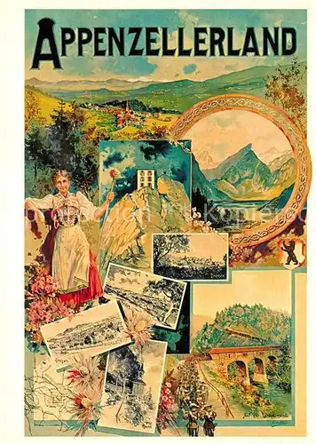 AK / Ansichtskarte Kuenstlerkarte M. Annen Plakat Verkehrsvereine Appenzellerland 1908 Kat. Kuenstlerkarte