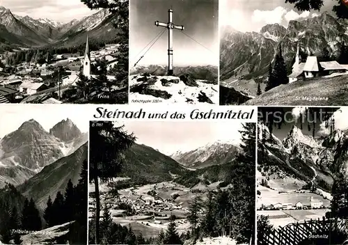 AK / Ansichtskarte Steinach Brenner Tirol Trins Habichtgipfel Gipfelkreuz St Magdalena Kirche Gschnitz Tribulaungruppe Alpenpanorama Kat. Steinach am Brenner