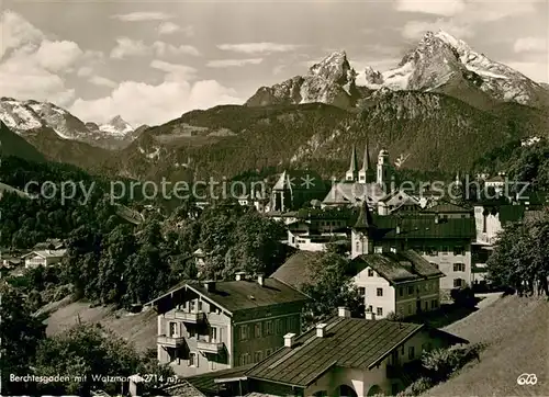AK / Ansichtskarte Berchtesgaden Teilansicht mit Watzmann Alpenpanorama Kat. Berchtesgaden