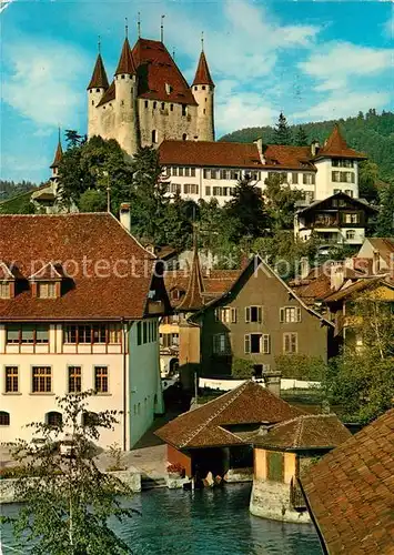 AK / Ansichtskarte Thun BE Teilansicht mit Schloss Kat. Thun