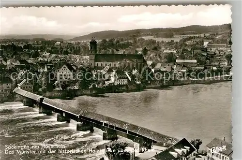 AK / Ansichtskarte Bad Saeckingen Historische Holzbruecke Muenster Kat. Bad Saeckingen