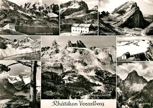 AK / Ansichtskarte Vorarlberg Berghuetten Schesaplana Zimba Gebirgspanorama Rhaetikon Kat. Oesterreich