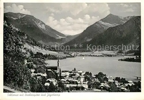 AK / Ansichtskarte Schliersee mit Brecherspitze und Jaegerkamp Alpenpanorama Kat. Schliersee