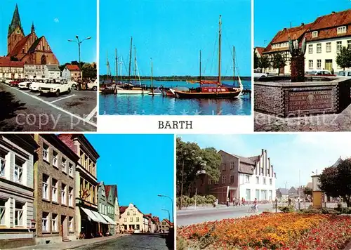 AK / Ansichtskarte Barth Markt Mole Brunnen Thaelmann Str Parkanlage Dammstrasse Kat. Barth