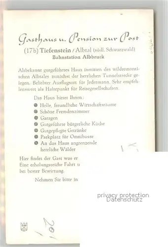 AK / Ansichtskarte Tiefenstein Albtal Albtalstrasse Kat. Goerwihl