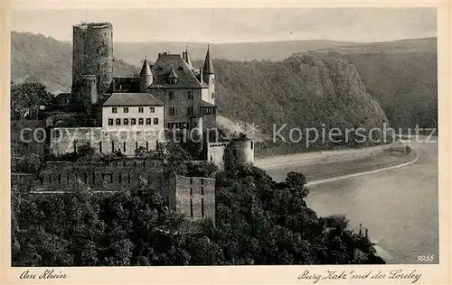 AK / Ansichtskarte St Goarshausen Burg Katz mit Loreley Kat. Sankt Goarshausen
