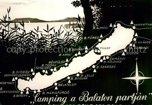 AK / Ansichtskarte Plattensee Camping a Balaton partjan Illustration Landkarte Kat. Ungarn