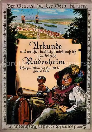 AK / Ansichtskarte Ruedesheim Rhein Urkunde  Kat. Ruedesheim am Rhein