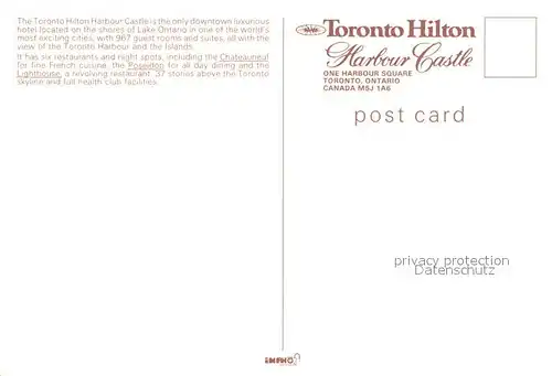 AK / Ansichtskarte Toronto Canada Hilton Harbour Castle Kat. Ontario