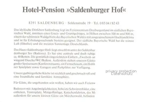 AK / Ansichtskarte Saldenburg Hotel Pension Saldenburger Hof Kat. Saldenburg
