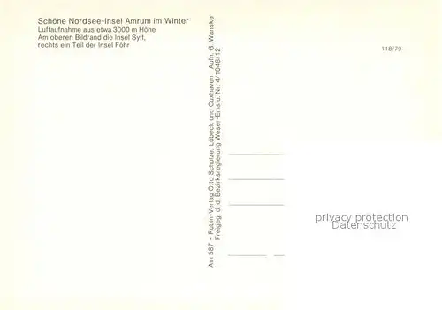 AK / Ansichtskarte Amrum Fliegeraufnahme Nordseeinsel im Winter Kat. Nebel
