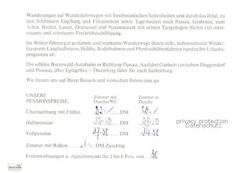 AK / Ansichtskarte Bayerischer Wald Saldenburger Hof Gastraeume