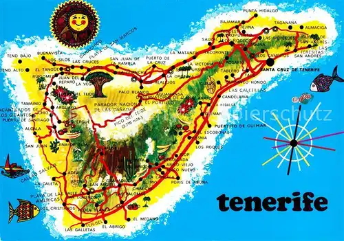 AK / Ansichtskarte Tenerife Mapa de la Isla Kat. Islas Canarias Spanien