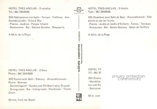 AK / Ansichtskarte Gandia Hotel Tres Anclas Kat. Gandia Costa del Azahar