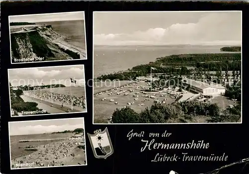 AK / Ansichtskarte Travemuende Ostseebad Panorama Blick von der Hermannshoehe Brodtener Ufer Strand Promenade Kat. Luebeck