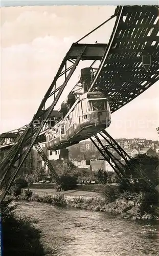 AK / Ansichtskarte Barmen Wuppertal Schwebebahn an der Rathausbruecke Kat. Wuppertal