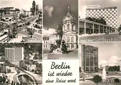 AK / Ansichtskarte Berlin Kurfuerstendamm Stadtautobahn Schloss Charlottenburg Denkmal Hilton Hotel Ernst Reuter Platz Wasserspiele Telefunken Hochhaus Kat. Berlin