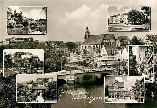 AK / Ansichtskarte Tuebingen Partie am Neckar Universitaet Innenstadt Marktplatz Bruecke Kirche Altstadt Bromsilber Kat. Tuebingen